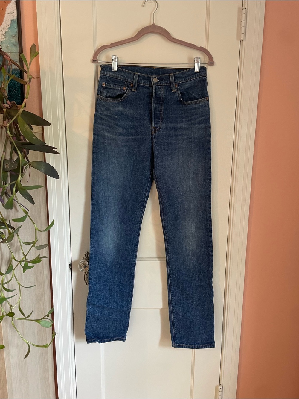 Levi's 501 Button-Fly Straight Dark Blue Denim Jeans